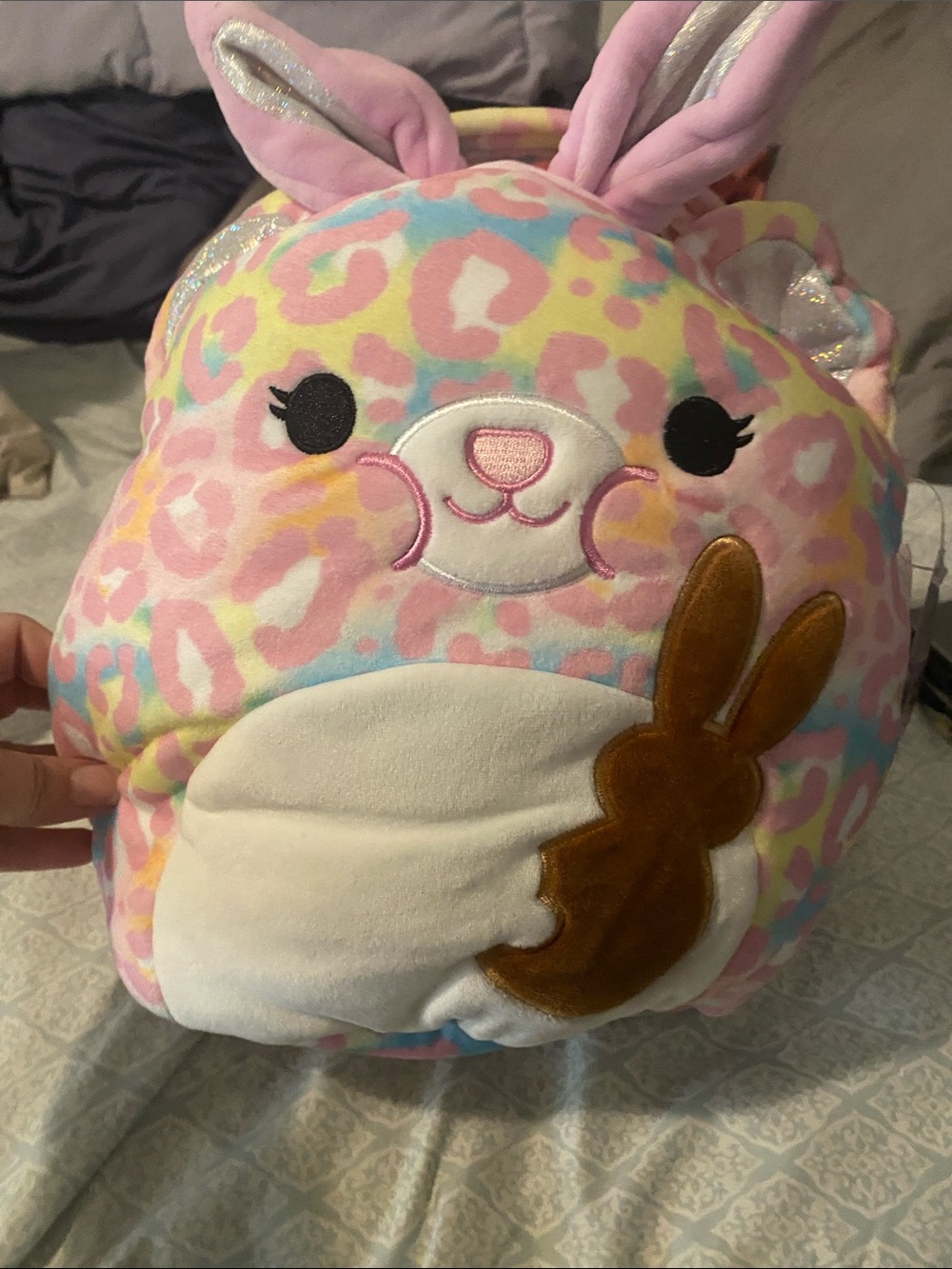Squishmallow Michaela Pastel Bunny Plush with Brown Bunny Patch